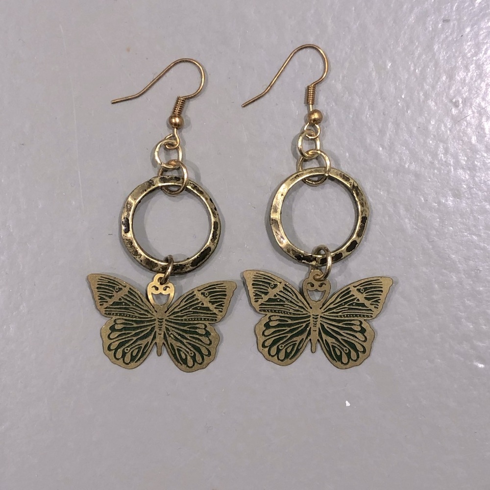 Gold Plated Urban Outfitters Butterfly Earings